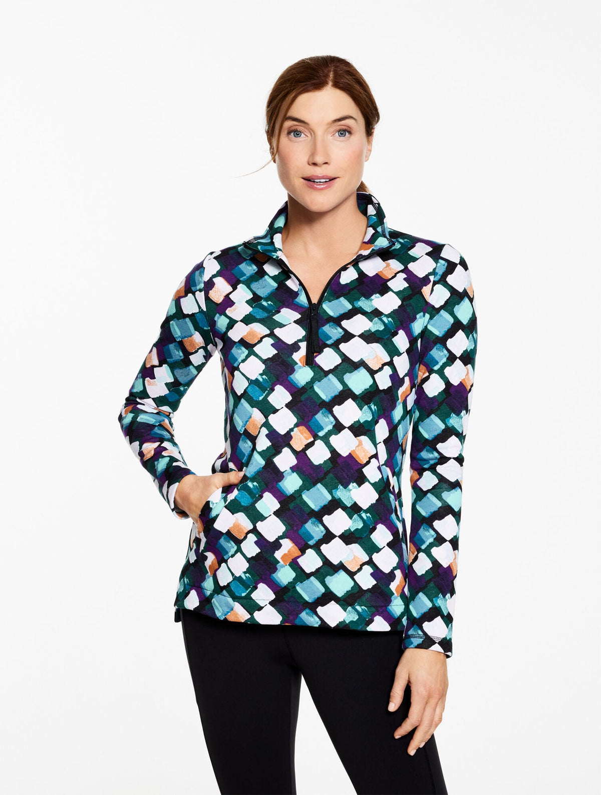 CLASSIC FRENCH TERRY HALF-ZIP PULLOVER - DAZZLING DIAMOND | Talbots sale