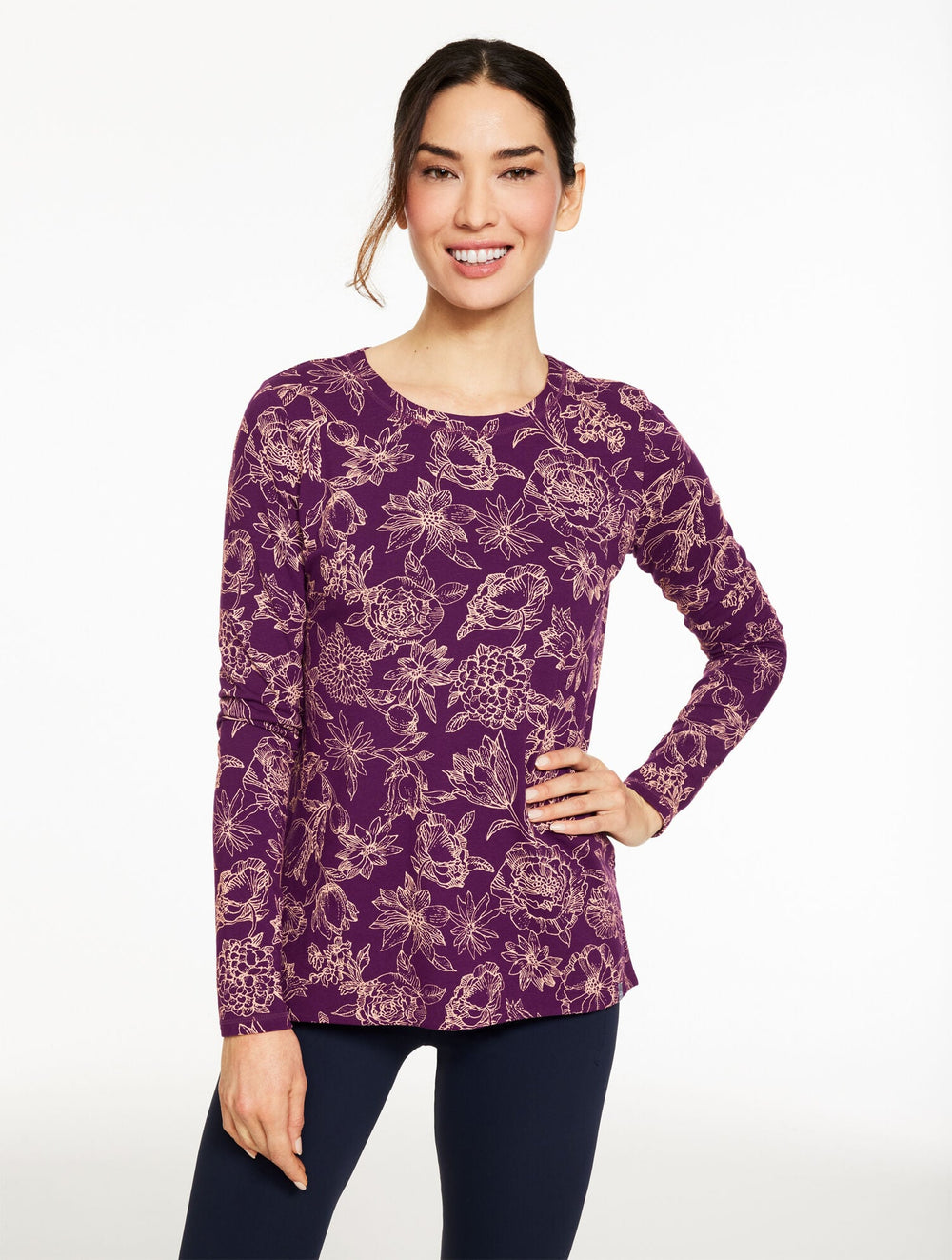 SUPERSOFT JERSEY CREWNECK TEE - BICOLOR FLORAL | Talbots for sale