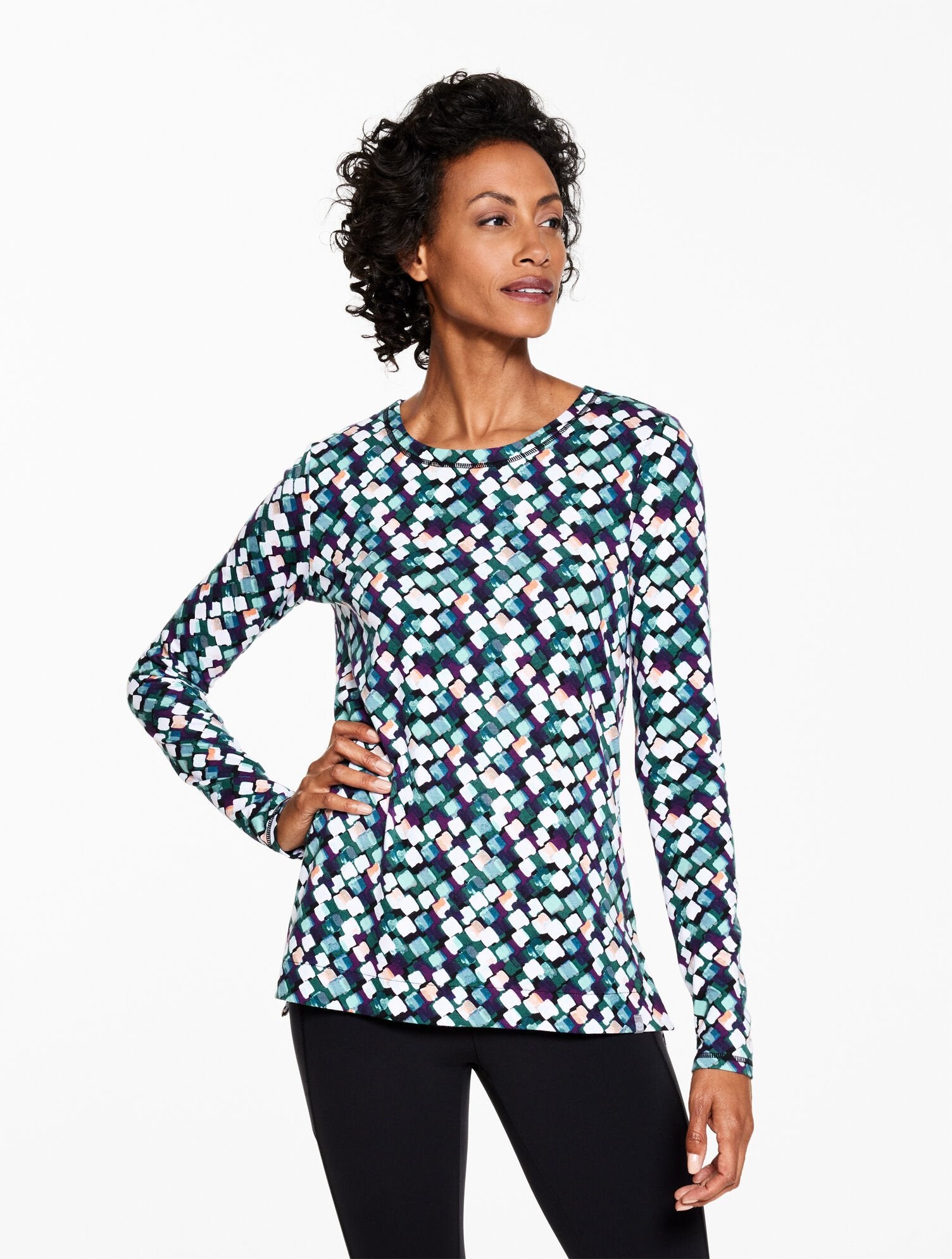 SUPERSOFT JERSEY CREWNECK TEE - DAZZLING DIAMONDS | Talbots outlet