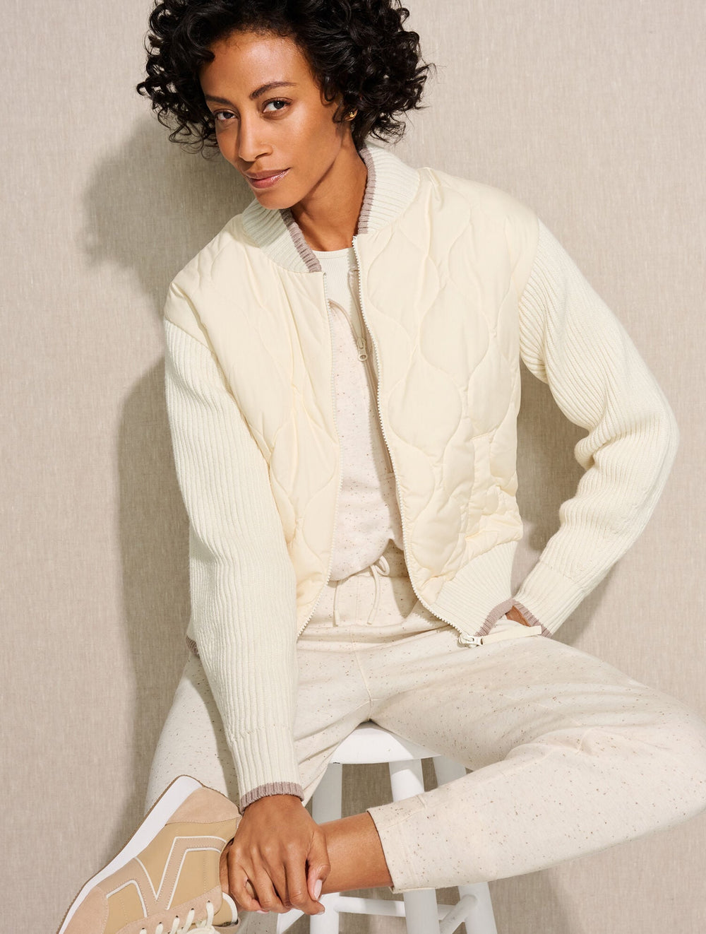 QUILTED SWEATER BOMBER | Talbots sale