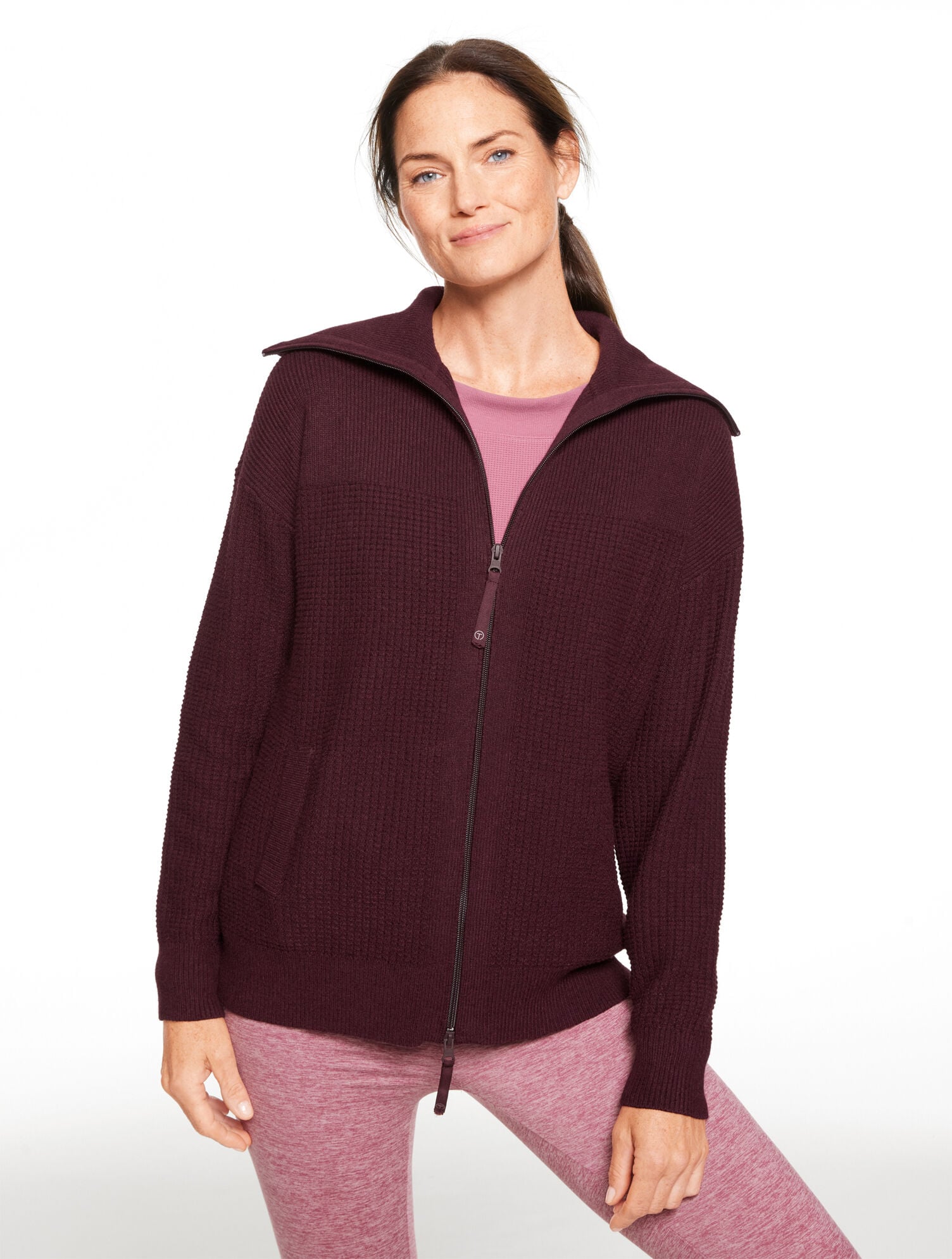 WAFFLE KNIT SWEATER JACKET | Talbots outlet