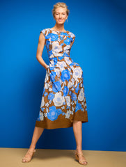 MODERN POPLIN MIDI DRESS - STUNNING FLORAL | Talbots discount