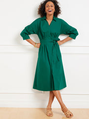 MODERN POPLIN PUFF SLEEVE SHIRTDRESS | Talbots for sale