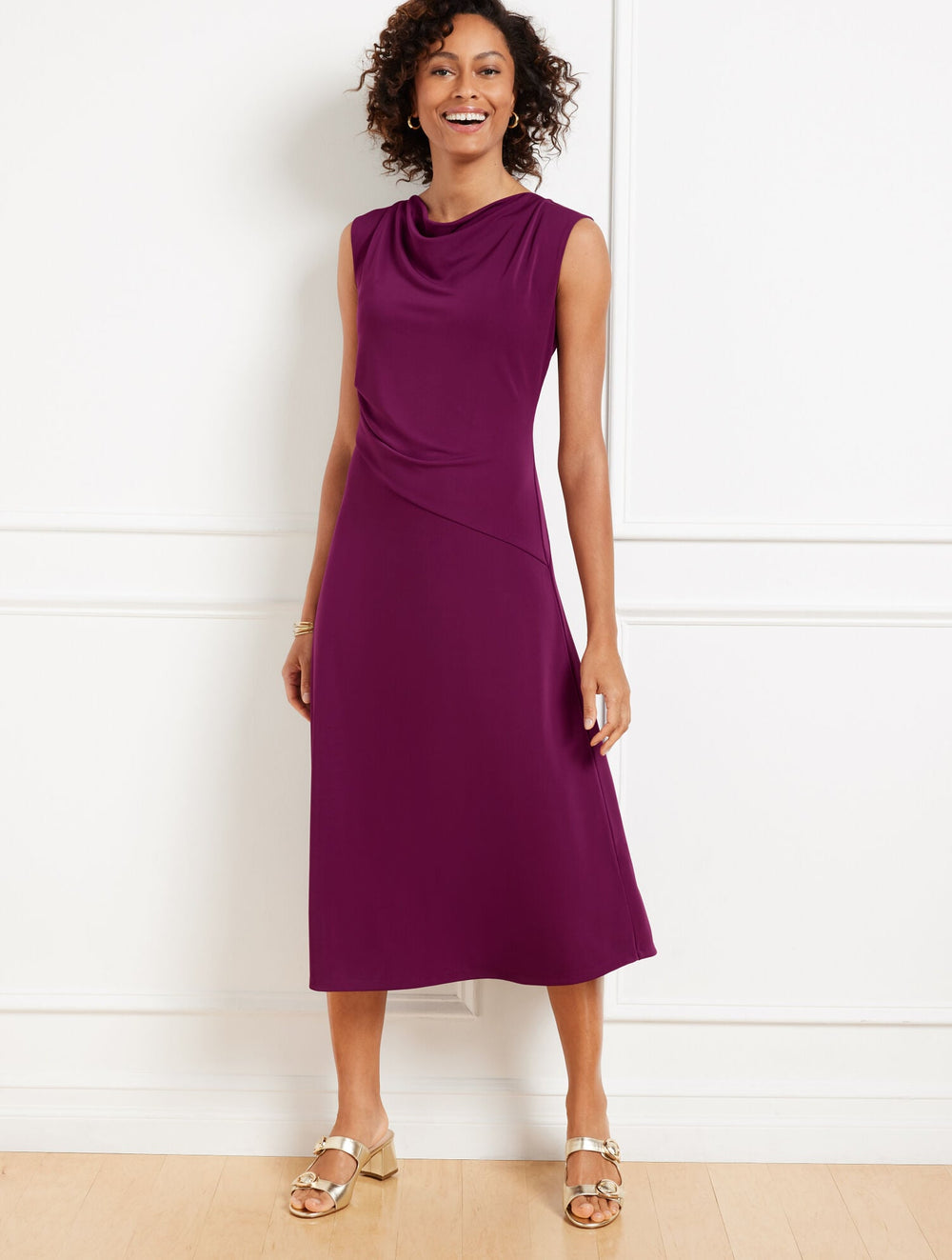 COWL-NECK MATTE JERSEY DRESS | Talbots on sale