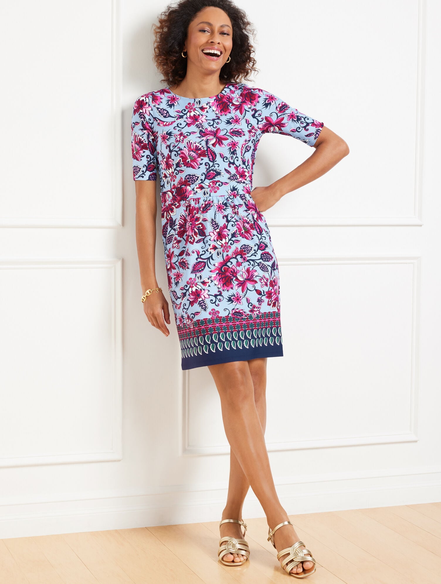 EFFORTLESS JERSEY SHEATH DRESS - GORGEOUS GARDEN | Talbots on sale
