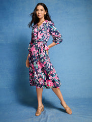 MODERN POPLIN PUFF SLEEVE SHIRTDRESS - JOYFUL JACOBEAN | Talbots online
