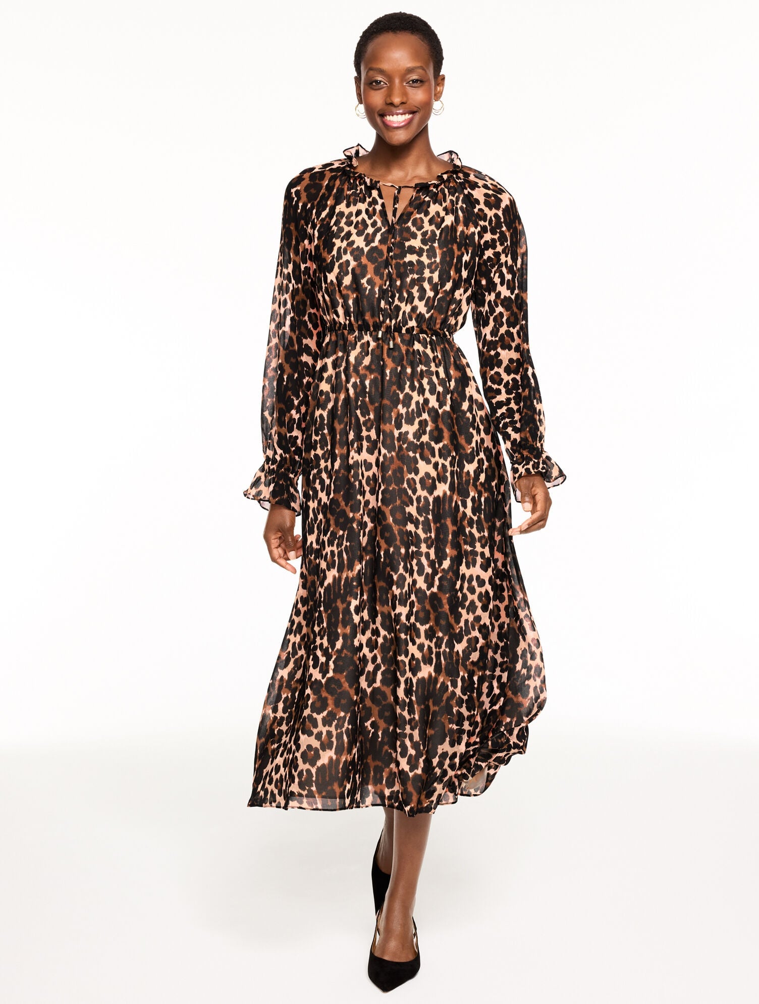 FIT & FLARE MIDI DRESS - OPULENT OCELOT | Talbots on sale
