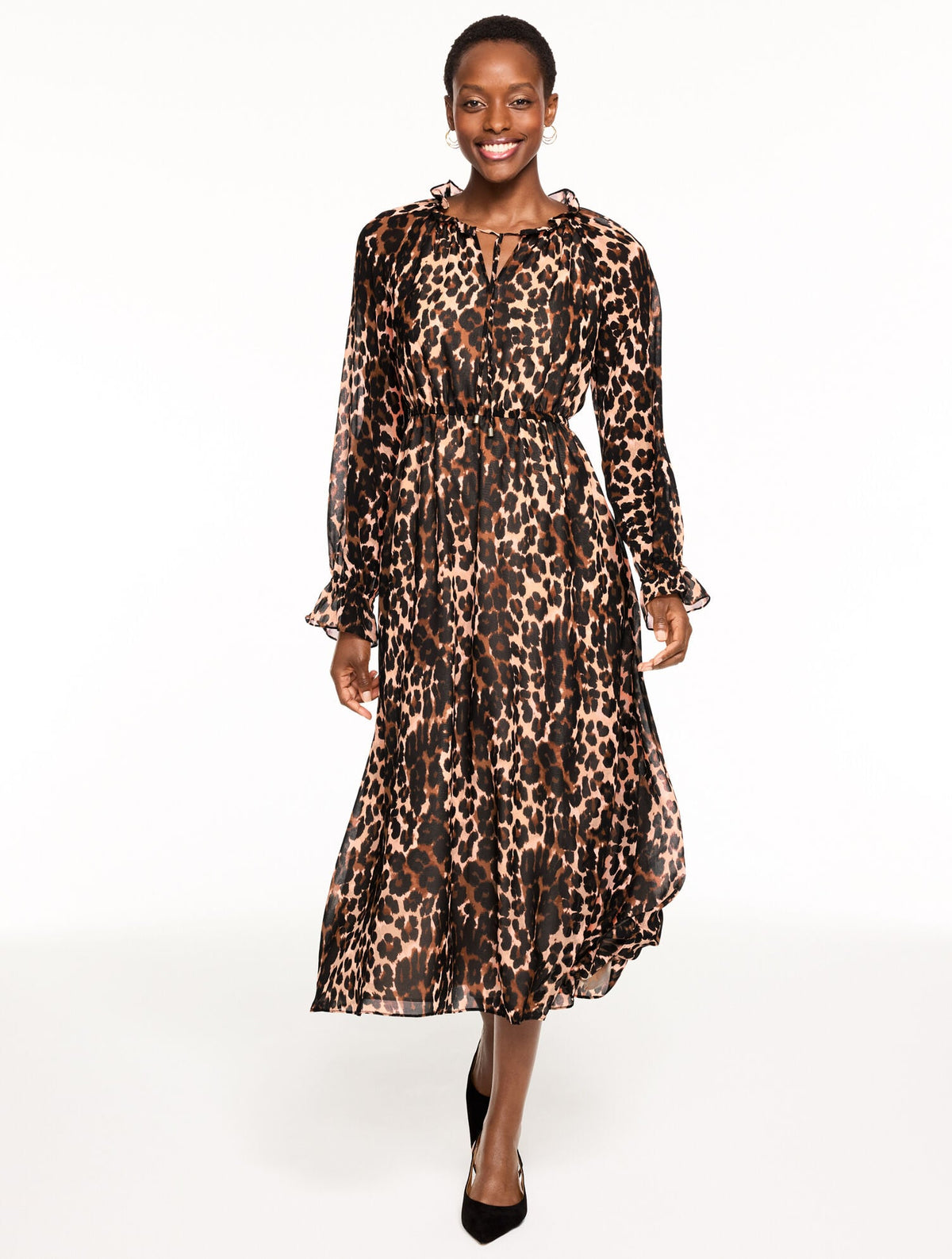 FIT & FLARE MIDI DRESS - OPULENT OCELOT | Talbots on sale