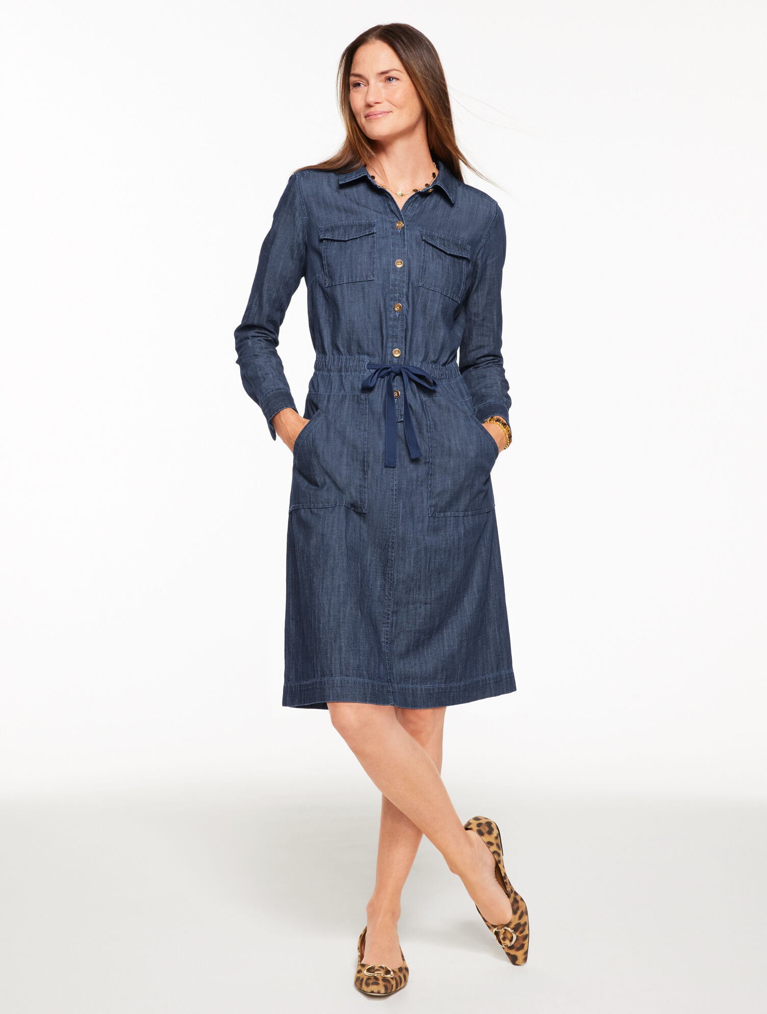 TIE WAIST DENIM SHIRTDRESS - FAIRFIELD WASH | Talbots near me