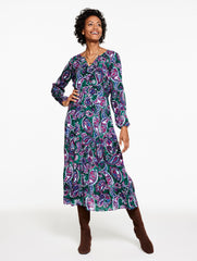 FIT & FLARE RUFFLE DRESS - PICCADILLY PAISLEY | Talbots for sale
