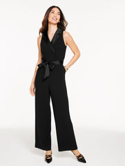 POLISHED CREPE TUXEDO WIDE LEG JUMPSUIT | Talbots outlet