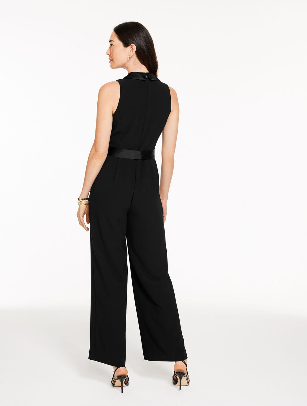 POLISHED CREPE TUXEDO WIDE LEG JUMPSUIT | Talbots outlet