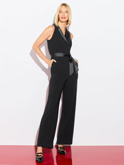 POLISHED CREPE TUXEDO WIDE LEG JUMPSUIT | Talbots outlet