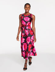 SATIN MIDI DRESS - BLOOMING FLORAL | Talbots online
