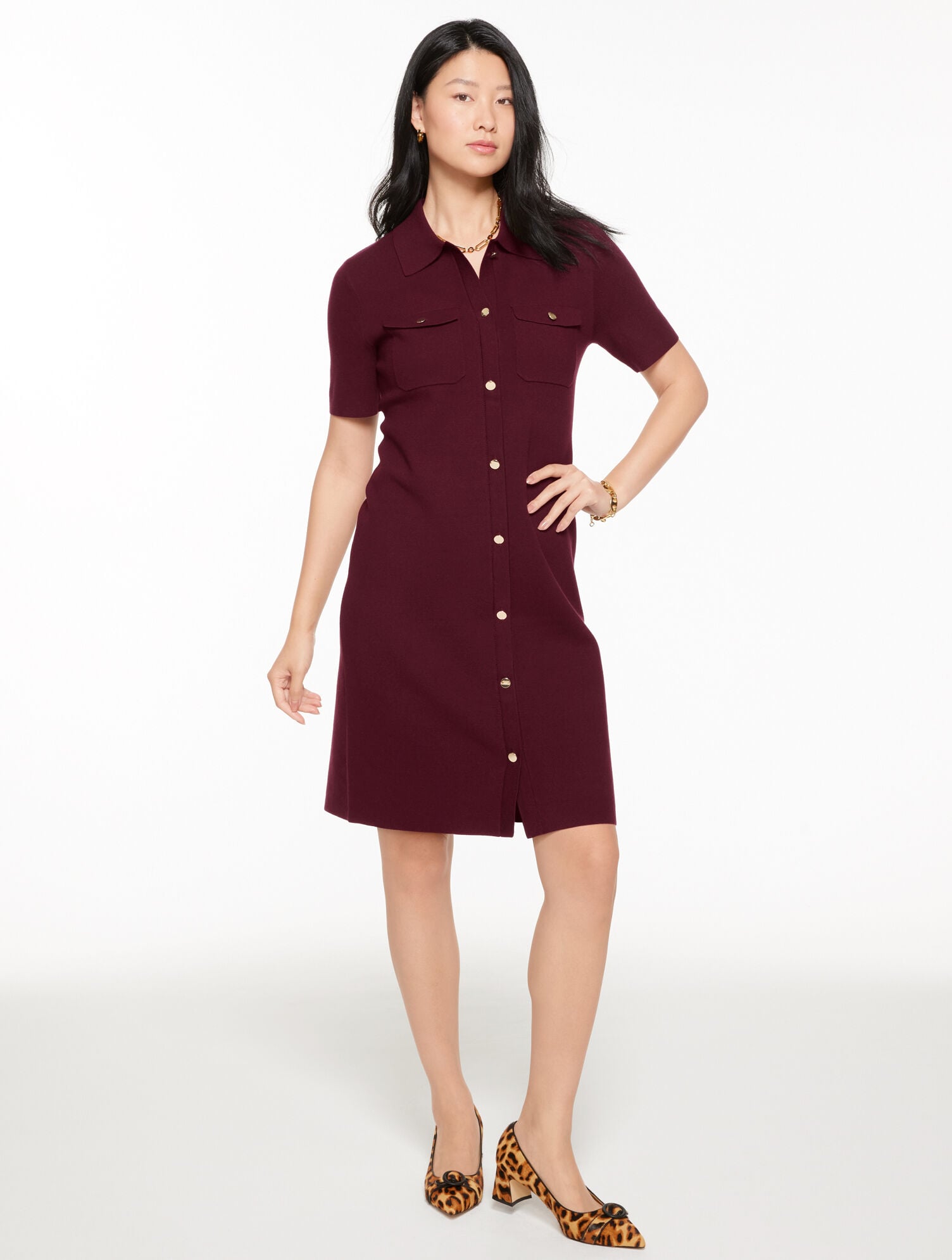 BUTTON FRONT SHIFT DRESS | Talbots US