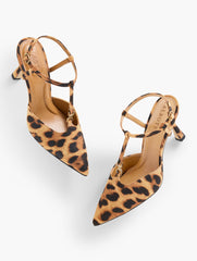 EVELYN LEOPARD SUEDE FLARE HEEL PUMPS | Talbots online