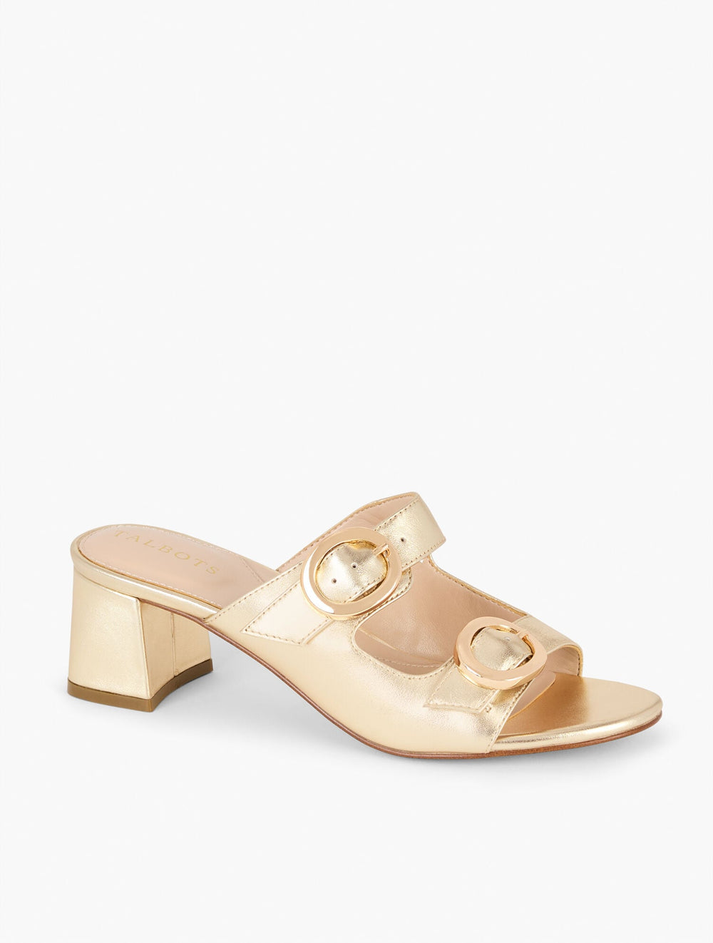 MILLIE STRAPS METALLIC NAPPA BLOCK HEEL SANDALS | Talbots discount