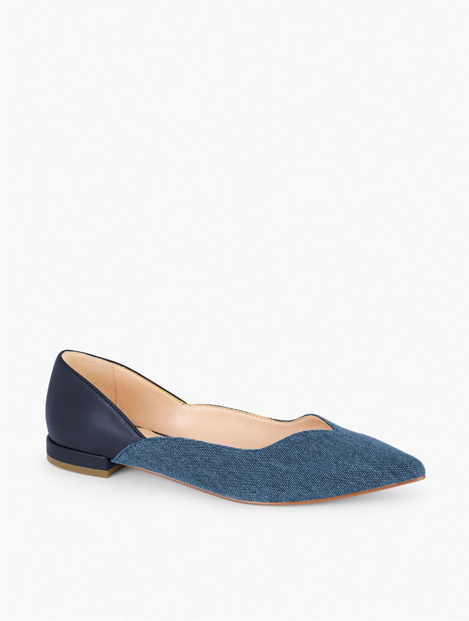PORTIA DENIM TRIM NAPPA FLATS | Talbots sale