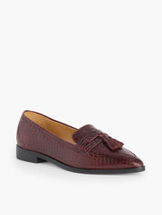 REECE POINTED TOE LEATHER LOAFERS - CROC EMBOSSED | Talbots sale