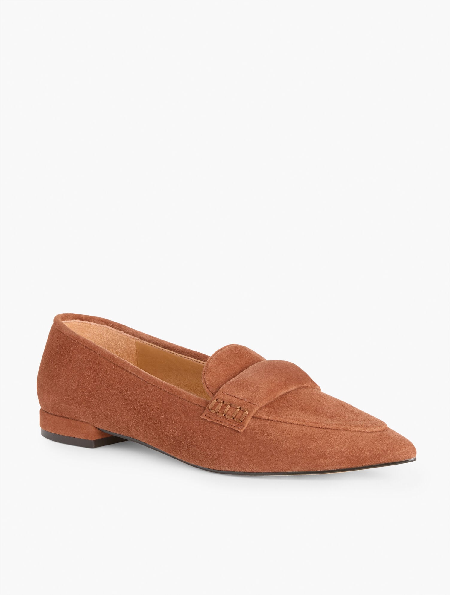 SCARLET SUEDE POINTED TOE LOAFERS | Talbots online
