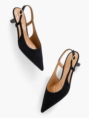 OLIVIA SUEDE SLINGBACK KITTEN HEEL PUMPS | Talbots sale