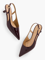 OLIVIA SLINGBACK KITTEN HEEL PUMPS - CRINKLE PATENT | Talbots sale