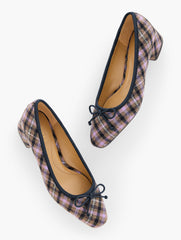 VANESSA PEMBERLEY PLAID BLOCK HEEL PUMPS | Talbots online