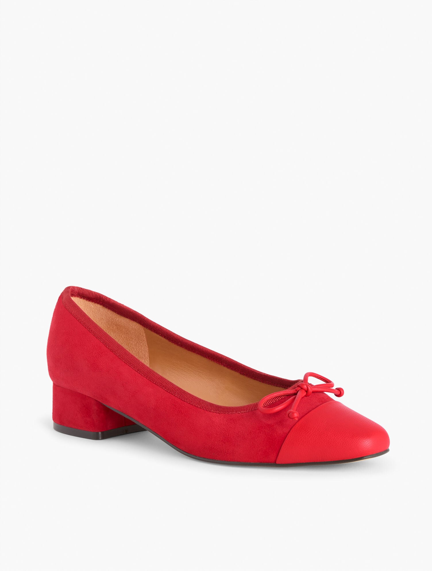 VANESSA CAP TOE SUEDE BLOCK HEEL PUMPS | Talbots discount