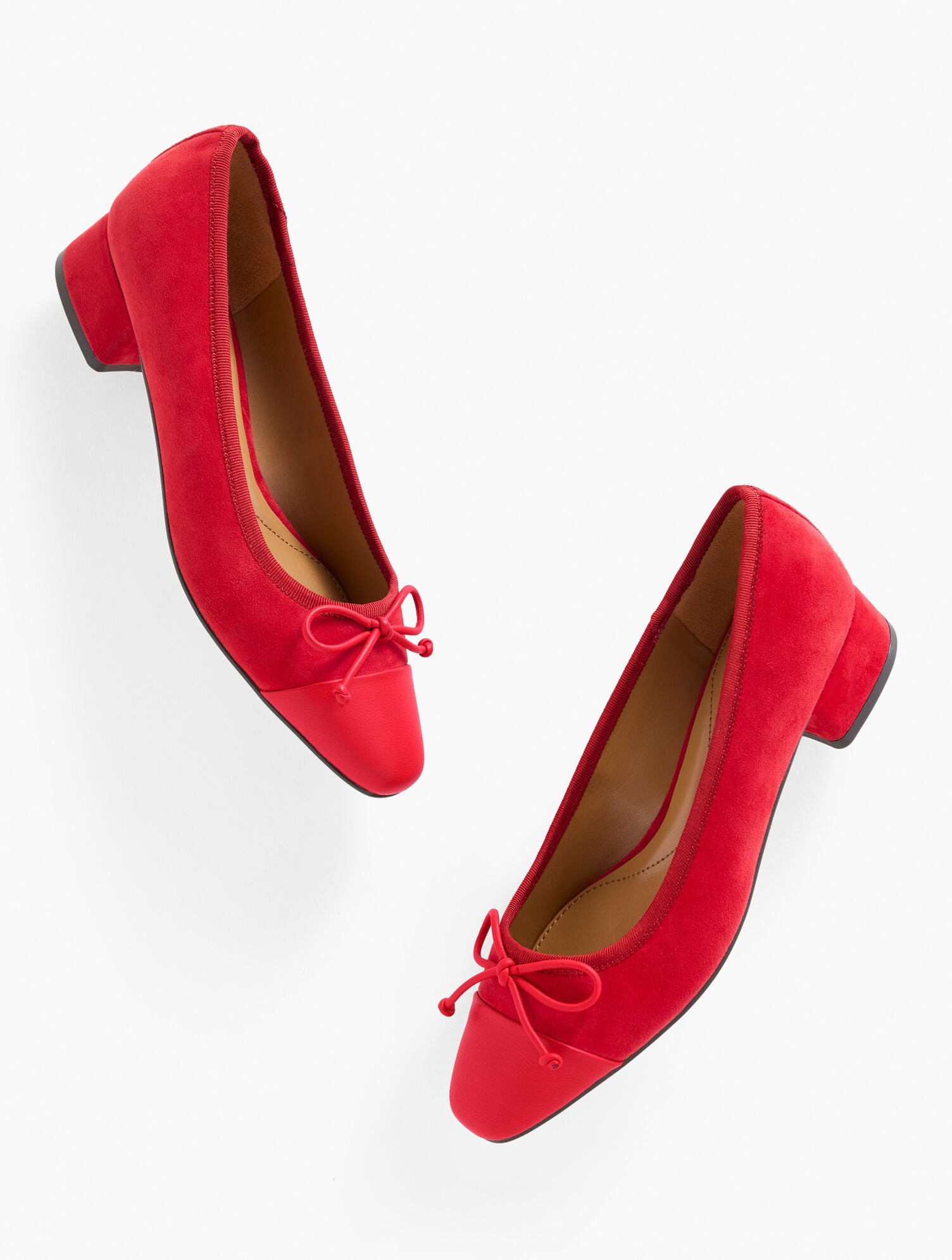 VANESSA CAP TOE SUEDE BLOCK HEEL PUMPS | Talbots discount