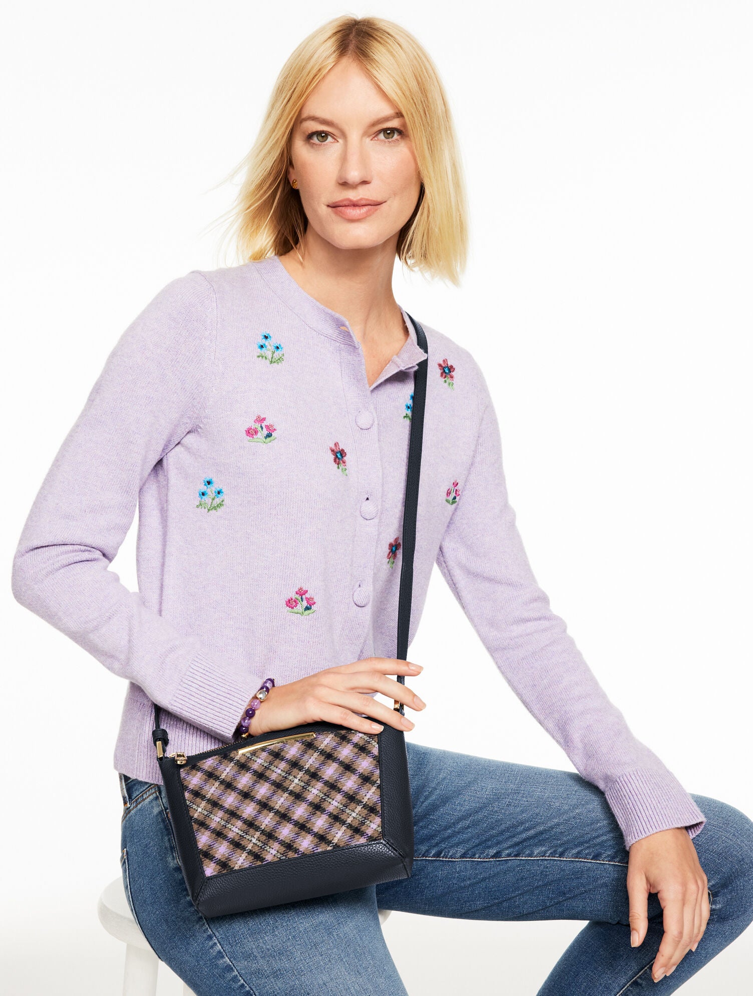 DARCY LEATHER PEMBERLEY PLAID CROSSBODY BAG | Talbots on sale