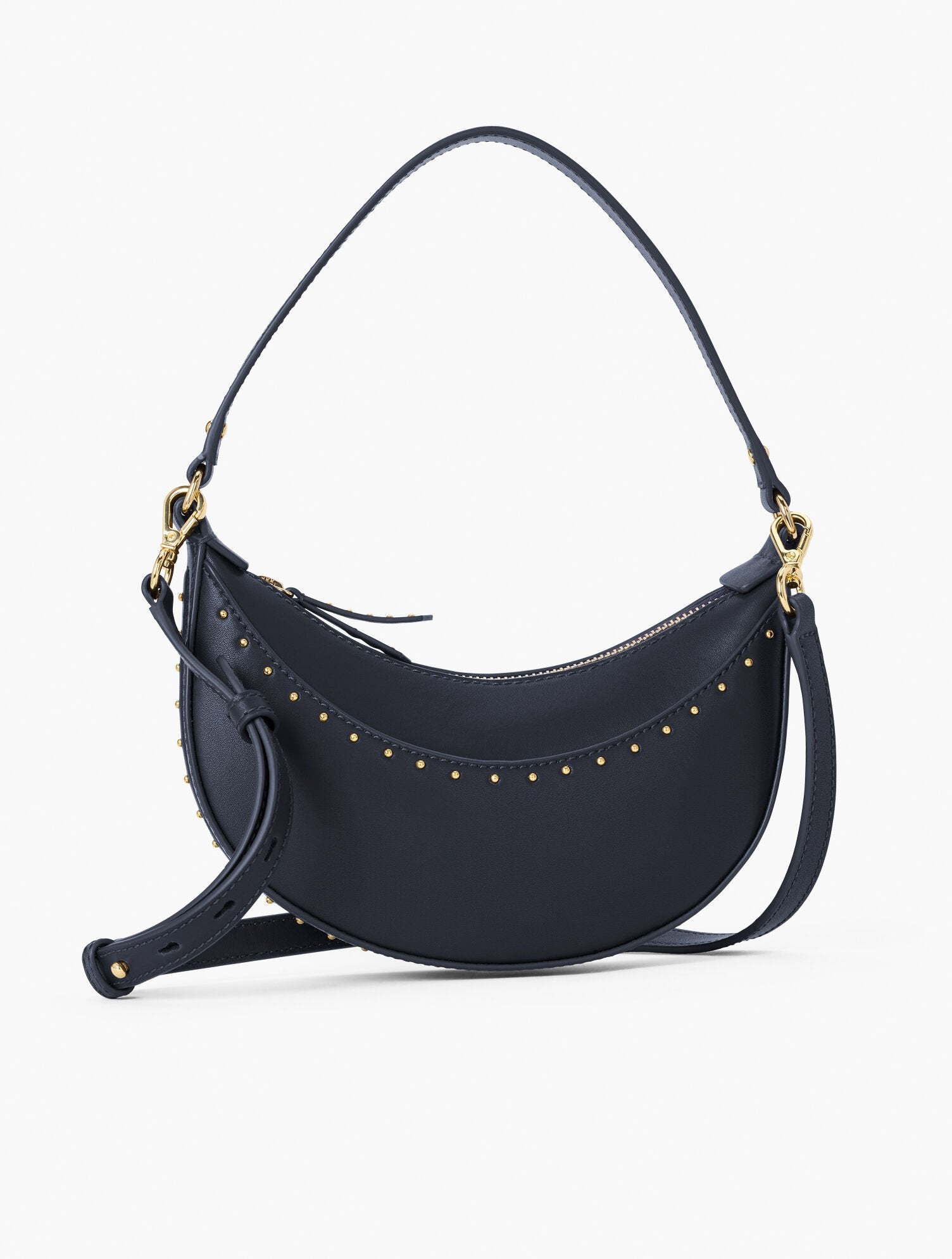 STUDDED LEATHER CRESCENT BAG | Talbots outlet