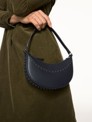 STUDDED LEATHER CRESCENT BAG | Talbots outlet