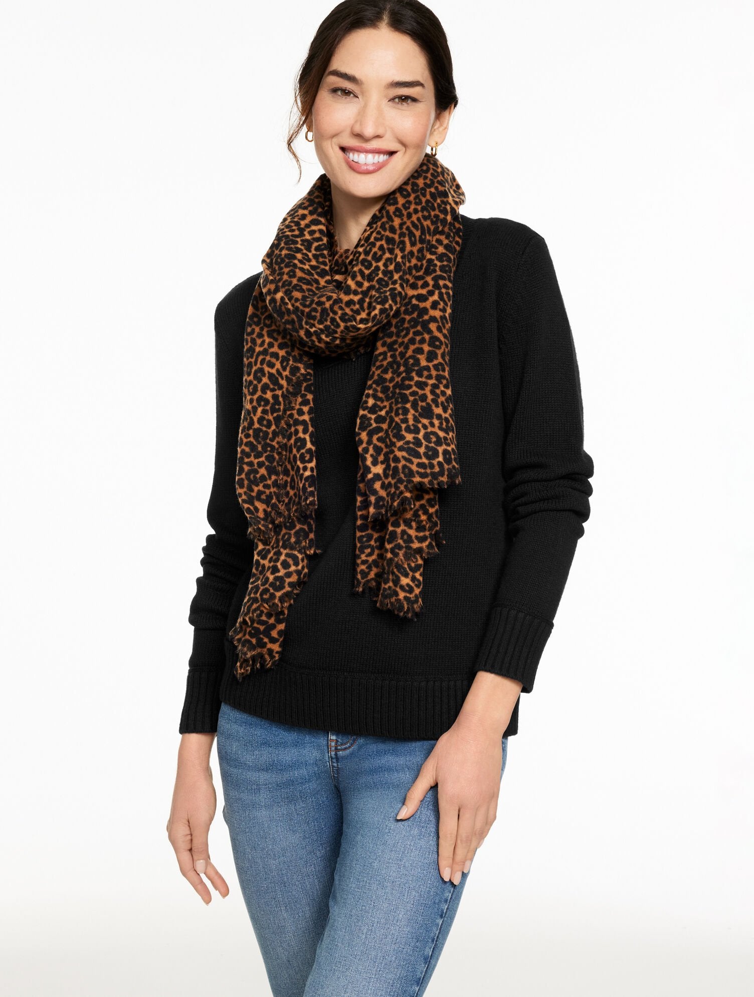 FRINGE WOOL WRAP - LEOPARD | Talbots on sale