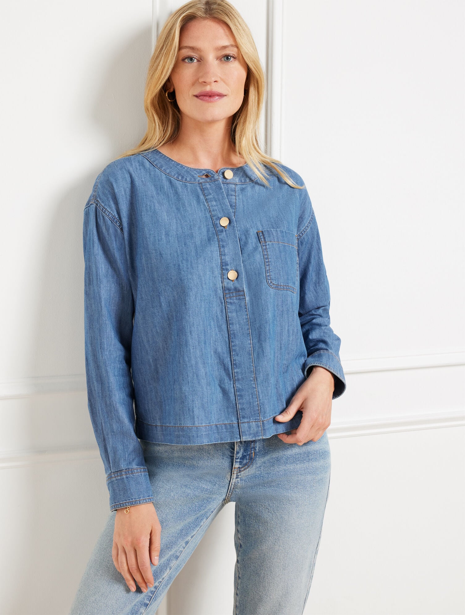 DENIM POPOVER SHIRT - AZURE SKY WASH | Talbots near me