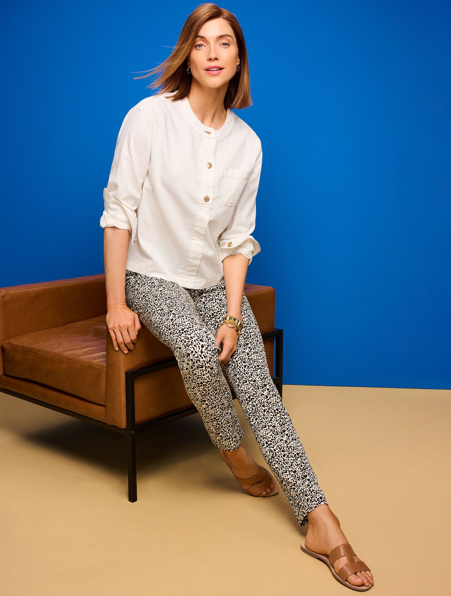 DENIM POPOVER SHIRT - LIGHT ECRU | Talbots sale