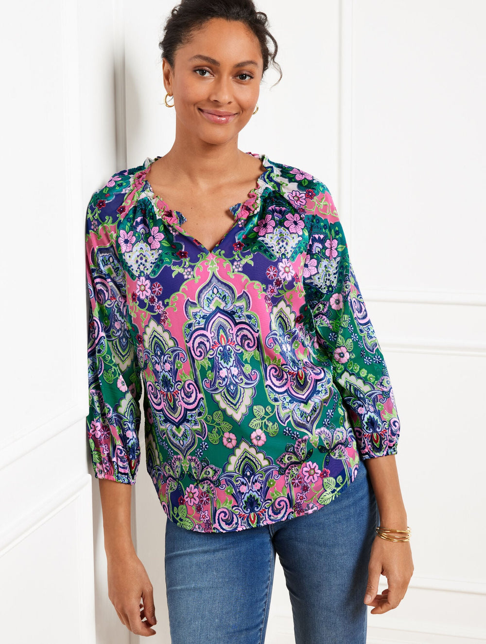 SATIN TOP - ELABORATE MEDALLION | Talbots sale