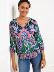 SATIN TOP - ELABORATE MEDALLION | Talbots sale