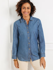 DENIM BUTTON FRONT SHIRT | Talbots for sale