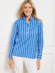 NON-IRON POPOVER - DASHING STRIPE | Talbots discount