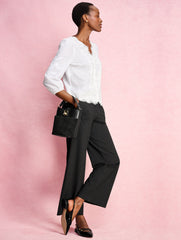 EMBROIDERED LACE TRIM VOILE TOP | Talbots online