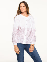 CONTRAST EMBROIDERED POPLIN TOP | Talbots near me