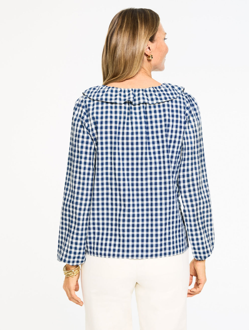 PINTUCK RUFFLE TRIM TOP - REGENT CHECK | Talbots discount
