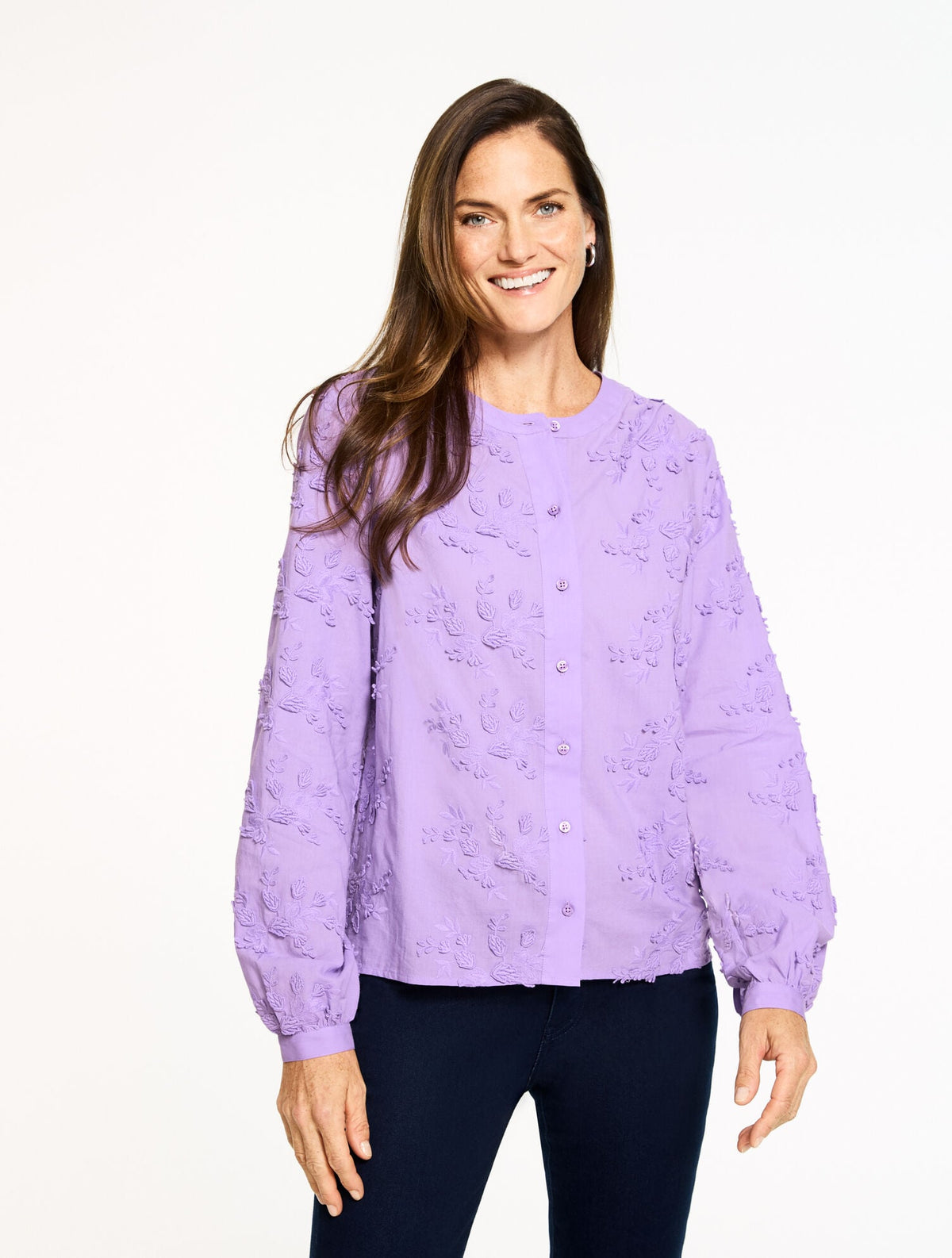 LILY FLORAL EMBROIDERED TOP | Talbots online