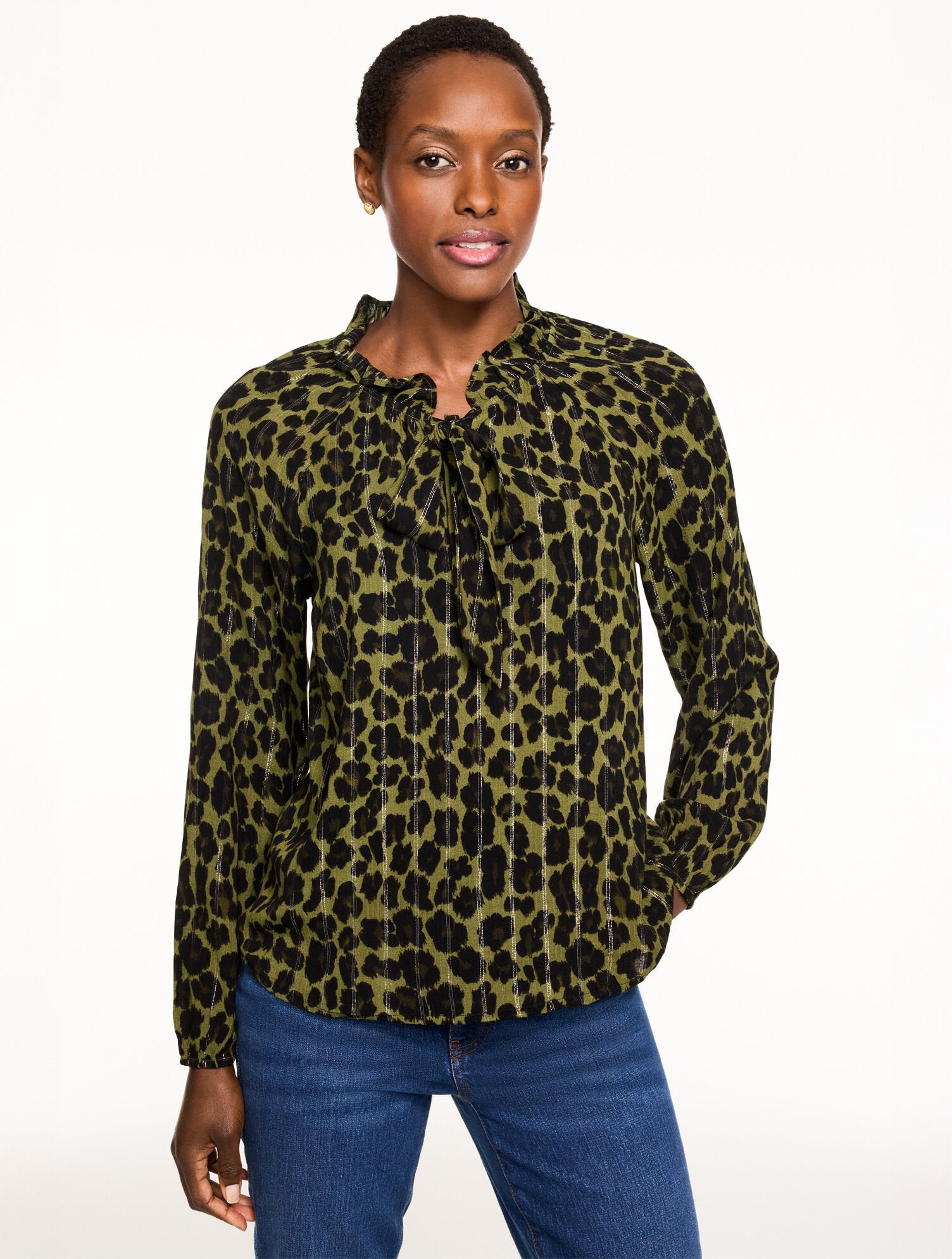 TIE NECK TOP - OPULENT OCELOT | Talbots US