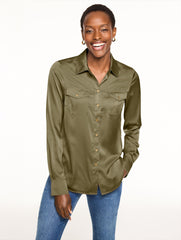 SOFT SATIN CHARMEUSE SHIRT | Talbots online