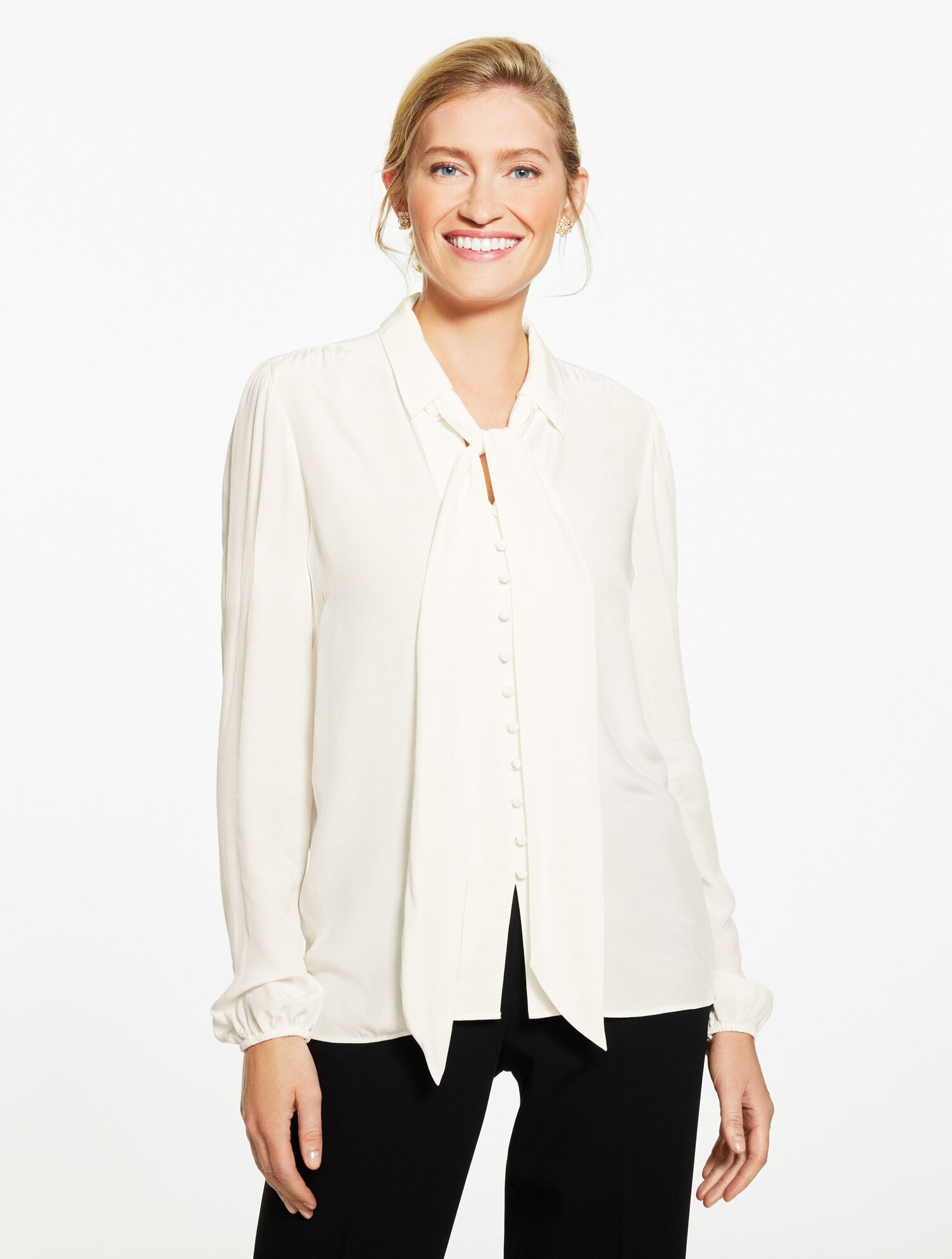 TIE NECK SHIRT | Talbots online