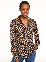 SOFT SATIN CHARMEUSE SHIRT - OPULENT OCELOT | Talbots for sale
