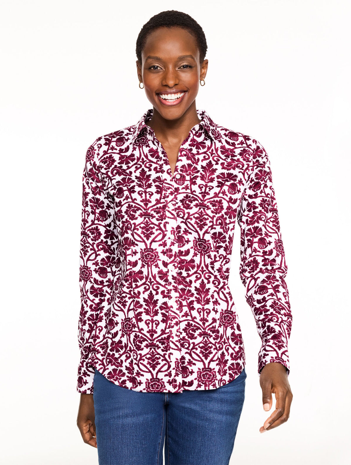 NON-IRON PERFECT SHIRT - SPECKLED SCROLL | Talbots outlet
