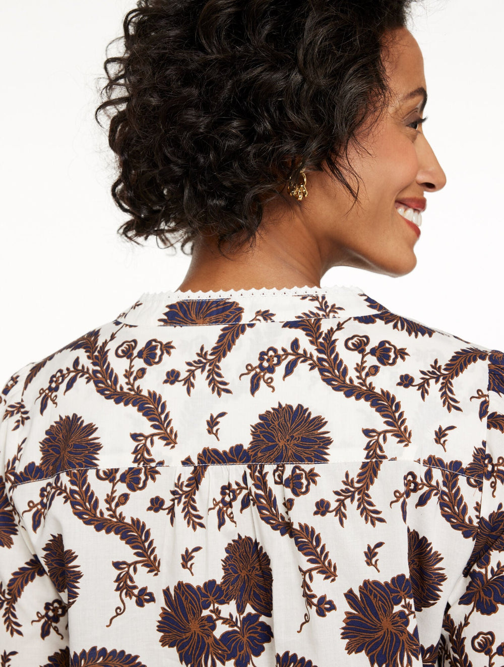 LACE TRIM PINTUCK TOP - CLIMBING CHRYSANTHEMUMS | Talbots on sale