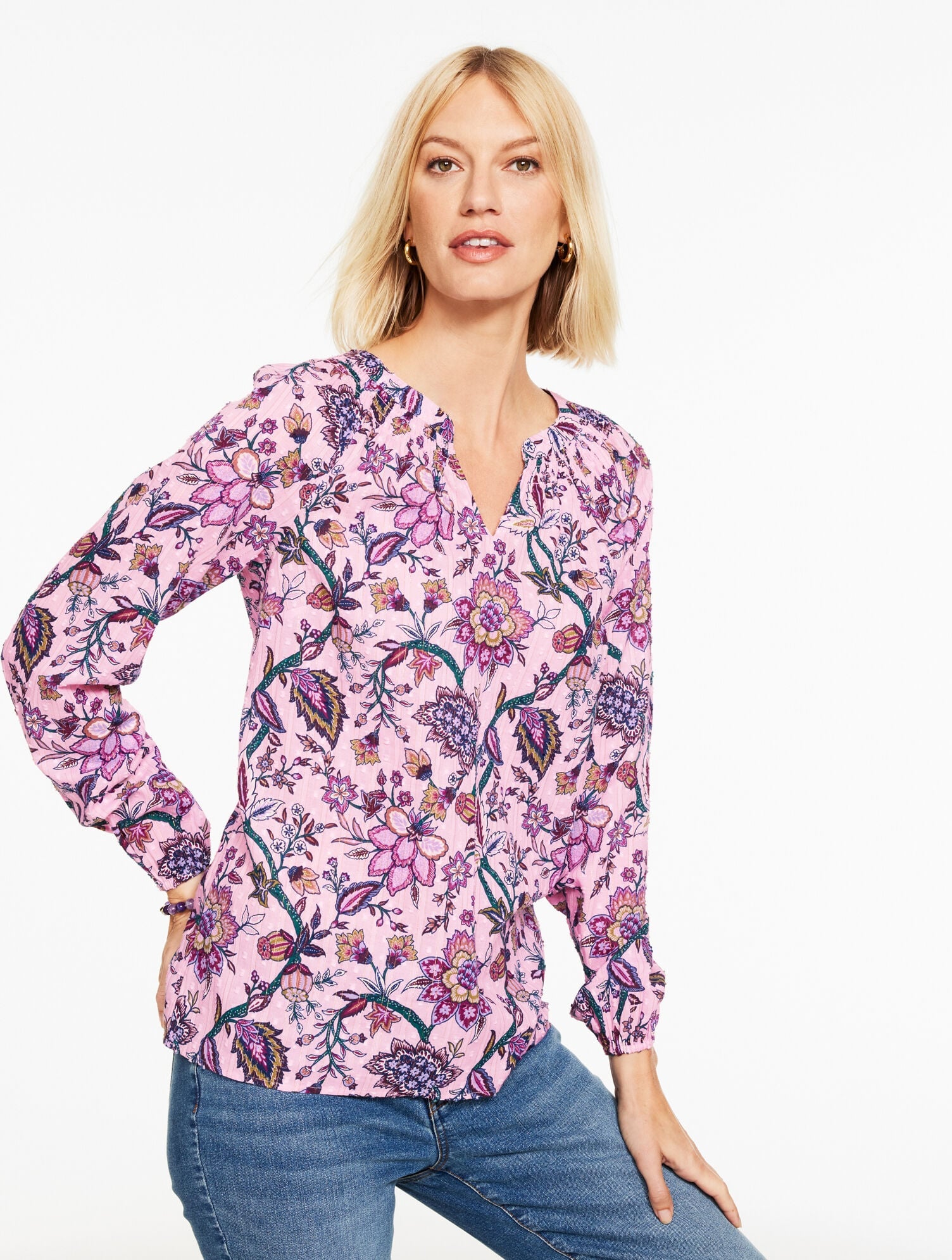 SMOCKED TOP - BLOOMING JACOBEAN | Talbots for sale